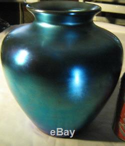 Huge Antique Art Deco Steuben Blue Aurene Art Glass Classic Bulb Flower Urn Vase