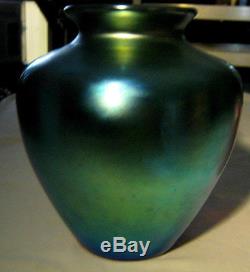 Huge Antique Art Deco Steuben Blue Aurene Art Glass Classic Bulb Flower Urn Vase