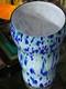 Huge Glass Vase Decor Blue, Green & White Spots, H. 12 Inches