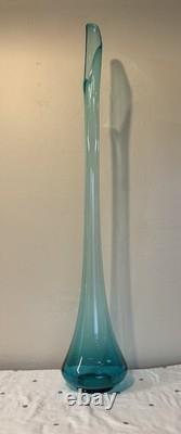 Huge MCM LE Smith Swung Glass Floor Vase 41 Peacock Blue Turquoise
