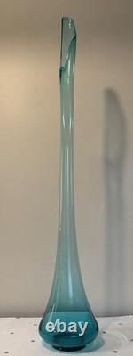 Huge MCM LE Smith Swung Glass Floor Vase 41 Peacock Blue Turquoise