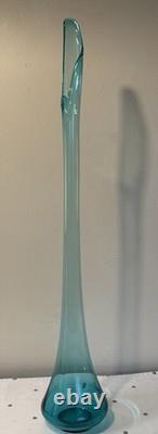 Huge MCM LE Smith Swung Glass Floor Vase 41 Peacock Blue Turquoise