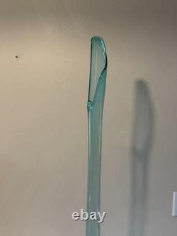Huge MCM LE Smith Swung Glass Floor Vase 41 Peacock Blue Turquoise