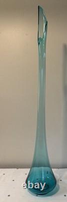 Huge MCM LE Smith Swung Glass Floor Vase 41 Peacock Blue Turquoise
