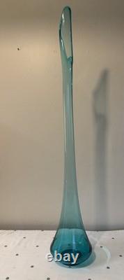 Huge MCM LE Smith Swung Glass Floor Vase 41 Peacock Blue Turquoise