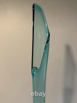 Huge MCM LE Smith Swung Glass Floor Vase 41 Peacock Blue Turquoise