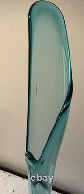 Huge MCM LE Smith Swung Glass Floor Vase 41 Peacock Blue Turquoise