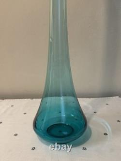 Huge MCM LE Smith Swung Glass Floor Vase 41 Peacock Blue Turquoise