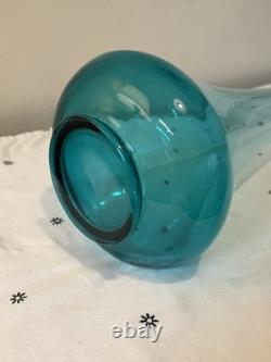 Huge MCM LE Smith Swung Glass Floor Vase 41 Peacock Blue Turquoise