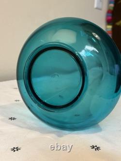 Huge MCM LE Smith Swung Glass Floor Vase 41 Peacock Blue Turquoise