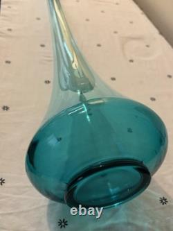Huge MCM LE Smith Swung Glass Floor Vase 41 Peacock Blue Turquoise