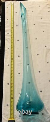 Huge MCM LE Smith Swung Glass Floor Vase 41 Peacock Blue Turquoise