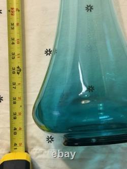 Huge MCM LE Smith Swung Glass Floor Vase 41 Peacock Blue Turquoise