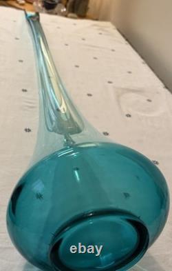 Huge MCM LE Smith Swung Glass Floor Vase 41 Peacock Blue Turquoise