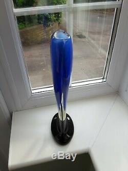 Huge Vintage Murano Sommerso blue & green footed art glass vase C1960's