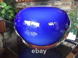 Huge Vintage Murano Style Sommeso Cased Globe Art Glass Vase in Stunning Blue