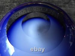 Huge Vintage Murano Style Sommeso Cased Globe Art Glass Vase in Stunning Blue