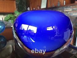 Huge Vintage Murano Style Sommeso Cased Globe Art Glass Vase in Stunning Blue