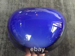 Huge Vintage Murano Style Sommeso Cased Globe Art Glass Vase in Stunning Blue