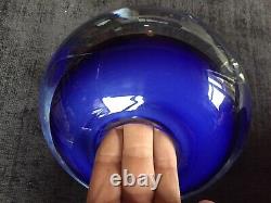 Huge Vintage Murano Style Sommeso Cased Globe Art Glass Vase in Stunning Blue