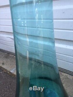 Huge Vintage Swung Floor Vase Blue 37.5 LE Smith Style Mid Century Art Glass