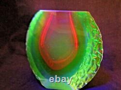 Ice glass vase Mandruzzato textured & faceted Murano red amber blue UV sommerso