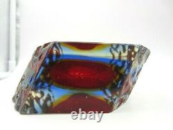 Ice glass vase Mandruzzato textured & faceted Murano red amber blue UV sommerso