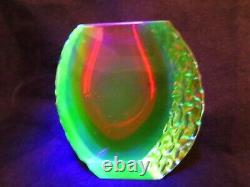 Ice glass vase Mandruzzato textured & faceted Murano red amber blue UV sommerso