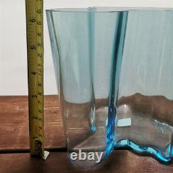 Iittala Alvar Aalto Savoy Vase Blue 16cm 160 Signed Light Aqua Sea Label Clear