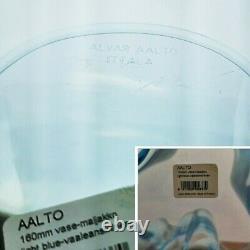 Iittala Alvar Aalto Savoy Vase Blue 16cm 160 Signed Light Aqua Sea Label Clear