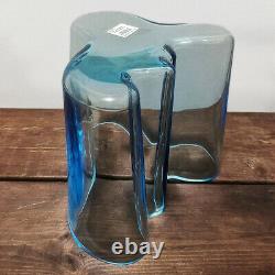 Iittala Alvar Aalto Savoy Vase Blue 16cm 160 Signed Light Aqua Sea Label Clear