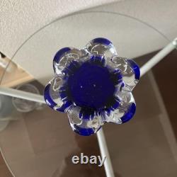 Ikebana Blue Glass Vase, Single Flower Holder, Royal Blue, 28.5cm