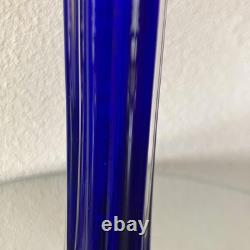 Ikebana Blue Glass Vase, Single Flower Holder, Royal Blue, 28.5cm