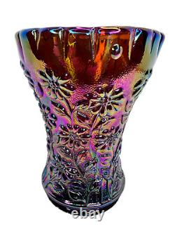 Imperial Amber Daisy Carnival Glass Whimsy Vase 5 1/4 RARE