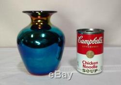 Imperial Art Glass, Blue Lead Lustre Grecian Urn Vase Freehand Great Iridescence