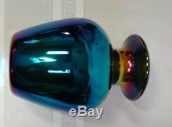 Imperial Art Glass, Blue Lead Lustre Grecian Urn Vase Freehand Great Iridescence