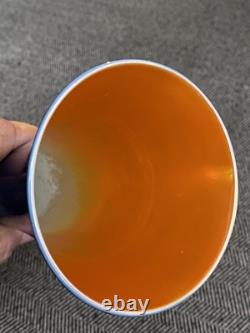 Imperial Art Glass Vase Lead Lustre Navy Blue Opaque withIridescent Orange 9 3/4