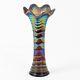 Imperial Ripple Carnival Glass Vase Purple / Blue Opalescent 11 Tall 3.25 Base