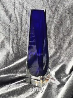 Imperlux Lead Crystal Cobalt Blue Vase Square