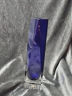Imperlux Lead Crystal Cobalt Blue Vase Square