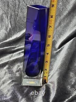 Imperlux Lead Crystal Cobalt Blue Vase Square