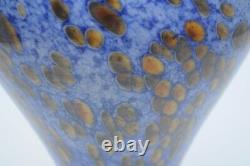 Important Michael Cohn Studio Art Glass Blue Tortoise Shell Vase 9 Tall 1979