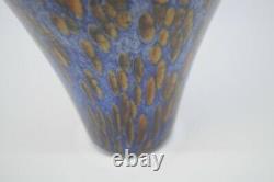 Important Michael Cohn Studio Art Glass Blue Tortoise Shell Vase 9 Tall 1979