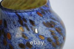 Important Michael Cohn Studio Art Glass Blue Tortoise Shell Vase 9 Tall 1979