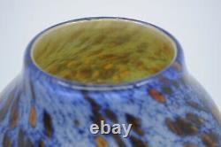 Important Michael Cohn Studio Art Glass Blue Tortoise Shell Vase 9 Tall 1979