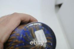 Important Michael Cohn Studio Art Glass Blue Tortoise Shell Vase 9 Tall 1979