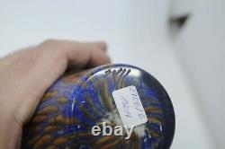 Important Michael Cohn Studio Art Glass Blue Tortoise Shell Vase 9 Tall 1979