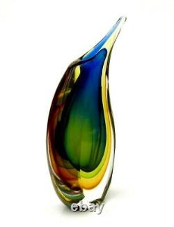 In Vogue Very Striking Murano Sommerso Submerged Triple Sommerso Art Glass Vase