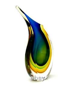 In Vogue Very Striking Murano Sommerso Submerged Triple Sommerso Art Glass Vase