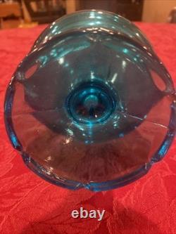 Incredible L. E. Smith MCM 16.5 Peacock Blue Smoothie Swung Vase-Footed Ex Cond